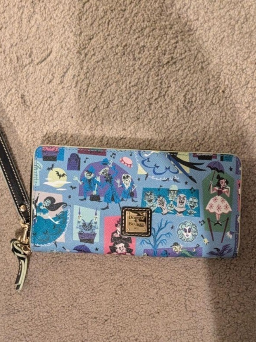 Dooney & Bourke Light Blue Haunted Mansion Character Zip Wallet